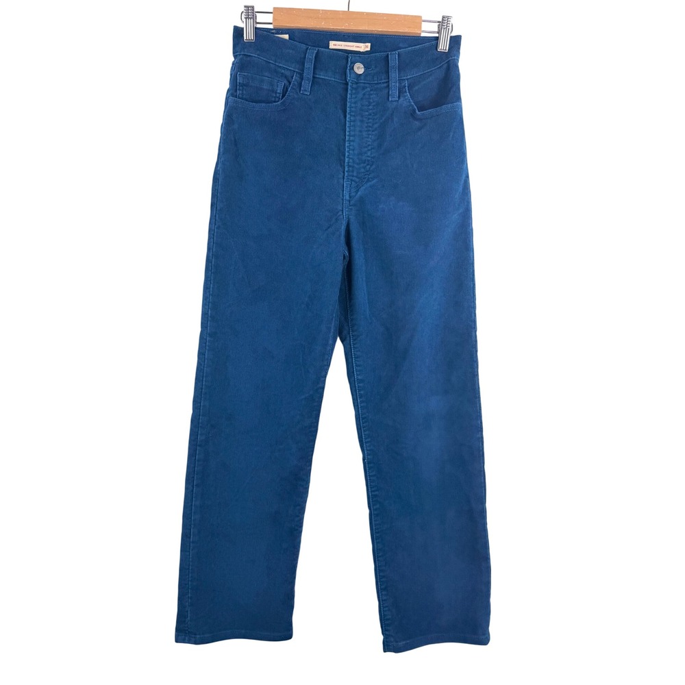 Levis Ribcage Straight Ankle Corduroy Pants Teal straight leg preppy 90s‎ sz 26